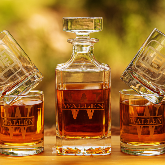 Custom Laser Engraved Whiskey Decanter Set